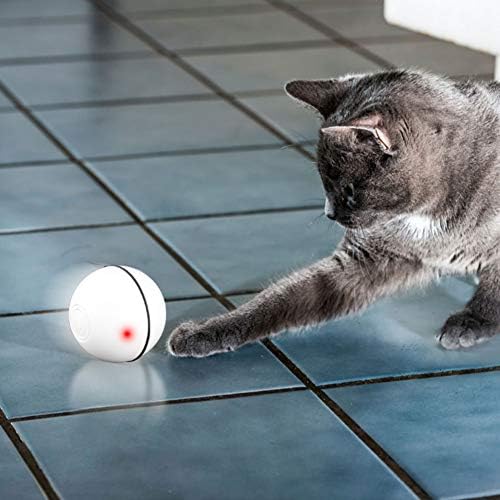 Goick ABS USB טעינה חכמה LED נוצץ קל חתול חיית מחמד משחק צעצועי כדור מתגלגל אוטומטיים ≠ לבן）