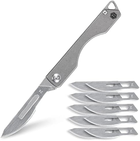 סכין קיפול טיטניום מפתח KK01, סכין כיס EDC עם להב להחלפה 24, לציד חיצוני, קמפינג, דיג, טיולים רגליים לגברים ונשים