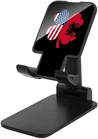 דגל אלבניה אמריקאי שמרוק תלתן מצחיק מחזיק טלפון סלולרי שולחן עבודה מתקפל.