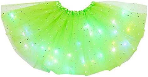 חצאיות מסיבות אורות LED לנשים 3 שכבה של כוכבים חצאית רשת חצאית נפוחה ערב קיץ מסיבת בלרינה חצאיות בנות רוקדות