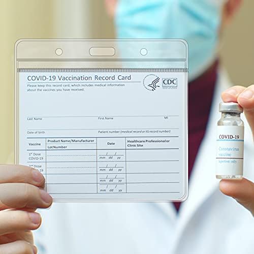 מגן כרטיס חיסון CDC של Ecqizer, מחזיק כרטיסי חיסון לחיסון 4X3 מחזיק חיסון חיסון, מחזיק שם תעודת זהות נקה מפלסטי