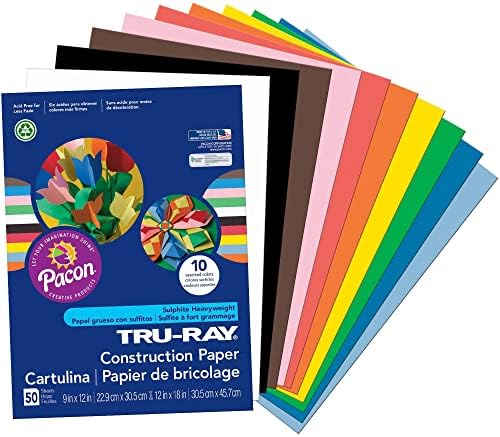 נייר בנייה טרו-קרני P103031, 10 צבעים קלאסיים, 9 x 12, 50 גיליונות