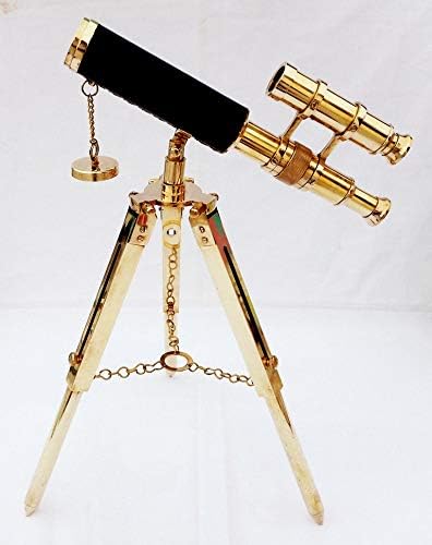 10'''ינץ 'טלסקופ פליז עם עור & חצובה פליז פליז 14' עמדת עמד