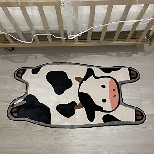 מחצלת פרה רוגנדרית שטיח חדר פעוט שטיח חדר ילדים רך ועבה לילדים או ילדים חדר שטיח בצורת פרה לתינוק לעיצוב בית חווה
