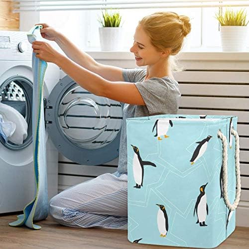 דפוס פינגווין 300 ד אוקספורד עמיד למים בגדי סל גדול כביסה סל עבור שמיכות בגדי צעצועי בחדר שינה