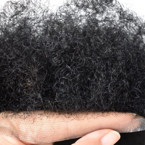 האפרו פאה עבור שחור גברים אפריקאי אמריקאי שיער טבעי החלפת שחור שיער יחידה מלא תחרה גברים מתולתל פאה עבור גברים