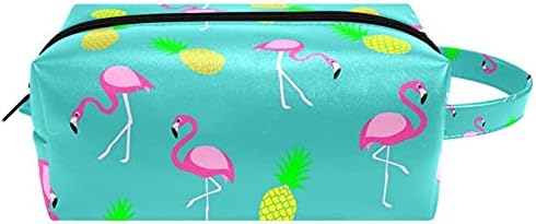 Leveis Flamingo אננס מיקרופייבר עור איפור שקית שקית נסיעה אטומה למים תיק קוסמטי נייד תיק טואלטיקה נוח לנשים מתנות