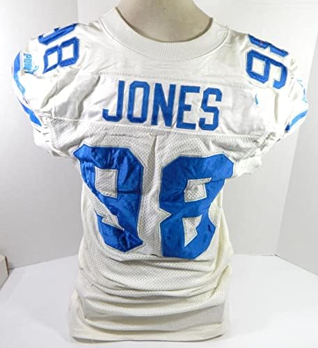 1999 דטרויט ליונס ג'יימס ג'ונס 98 משחק השתמש בג'רזי לבן 50 DP32692 - משחק NFL לא חתום משומש גופיות