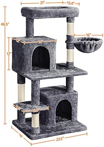Topeakmart עץ חתול גדול מגדל מגדל עצי חתול עם עמדת גירוד, דירות, סל, מוטתית עליונה לחתולים מקורה בית משחק