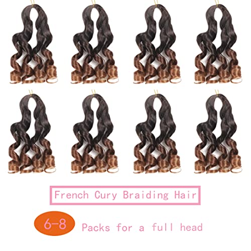 8 חבילות צרפתית מתולתל קולעת שיער 18 אינץ רופף גלי קולעת שיער מראש פסים צרפתית תלתל קולעת שיער הרחבות עבור שחור נשים,