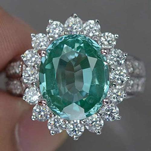 2023 חדש מפואר אלגנטי יהלום ירוק שמש פרח זירקון טבעת נוקבות טבעות תכשיטים טבעות אחיות