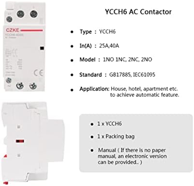 YCCH6 2P DIN מסילה ביתית AC מגע מודולרי 25A 40A 220V/230V 50/60Hz 2NO 2NC או 1NO 1NC