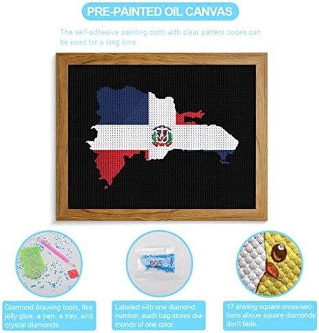 הרפובליקה הדומיניקנית מפת דגל יהלומי ציור ערכות תמונה מסגרת 5 ד עשה זאת בעצמך מלא תרגיל ריינסטון אמנויות קיר תפאורה למבוגרים