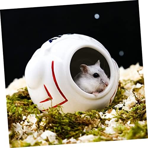 1 סט מחבוא מכרסמים אסטרונאוט קערת נושאים לחיות מחמד עכברים והאכלה ווטרר קרמיקה אמבטיה אבזר עבור הגרביל חללית