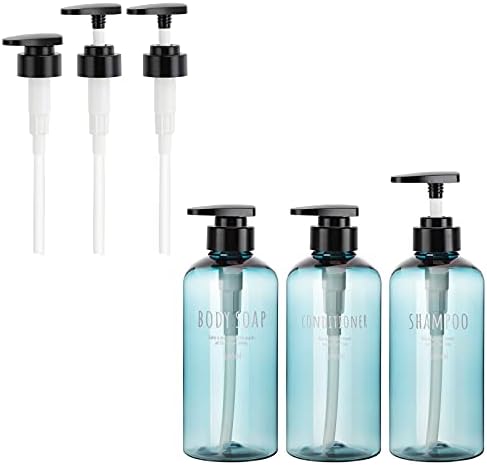 3 יחידות בקבוקי מקלחת וראשי משאבה להחלפה של 3 יחידות, Segbeauty 16.9oz/500 מל מתקן סבון נוזלי בחדר אמבטיה לבקבוקי משאבת פלסטיק