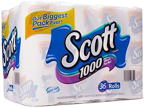 סקוט 1000 גיליונות לנייר טואלט גליל, 36 רקמות אמבטיה