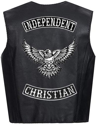 Vegasbee Christian רקום ברזל-על אופנוען ז'קט רוכב אפוד שחור-לבן נדנדה 12 ארהב
