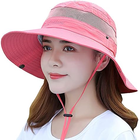 כובע שמש קיץ של נשים - שוליים רחבים חיצוניים הגנה על UV רשת כובע דלי מתקפל כובע דלי בוני לטיולים חוף