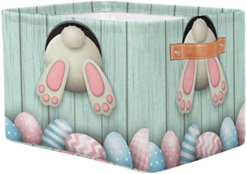 Uoyo יום הפסחא ביצים סל ארנב ארנב ארנב ארנב סל אחסון גדול סל עם ידיות צעצועי בדים קופסת ארונות מתקפלים מדף