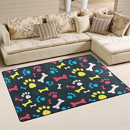 שטיח אזור ווליי, שטיח רצפה של חיות מחמד של כלב צבעוני שטיח ללא החלקה למגורים במעונות חדר מעונות עיצוב חדר שינה 60x39