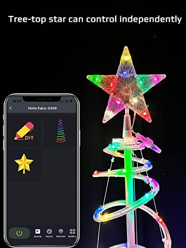אורות עץ חג המולד חכמים - עץ חג המולד ספירלה בעבודת יד 6ft עם 138 נורות LED ועץ חג המולד טופר כוכב, מרחוק ואפליקציה,