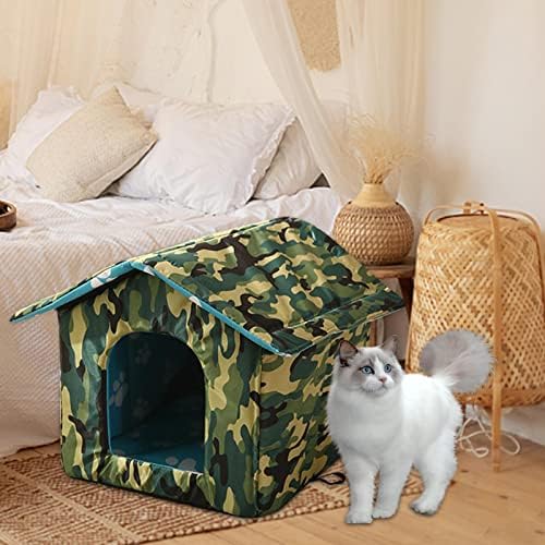 חם חתול בית לחורף / חיצוני חתול בית מקלט לחתולים, מלונה עבור קטן בינוני חיות מחמד, חיצוני מעובה מתקפל חתול אוהל, עמיד לכל