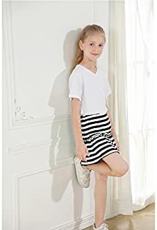 קיד בנות בנות כותנה חצאית קצרה חצאית פעילה עם מכנסיים קצרים חצאית ראפלס מזדמנים עם מותניים אלסטיים 4-12 שנים