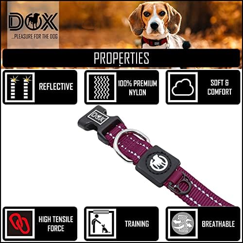 צווארון כלבים של Ddoxx Nylon - רפלקטיבי ומתכוונן - לכלבים גדולים וקטנים - צווארון לכלבים, חתולים וגורים - צווארוני כלבים