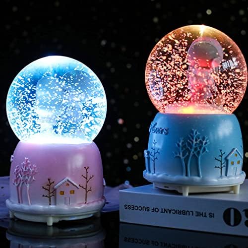 HMGGDD אורות צבע יצירתיים צפים פתיתי שלג לבן אור ירח זוג זכוכית כדורי כדורי קופסת מוסיקה קופסת טנאבאטה מתנה