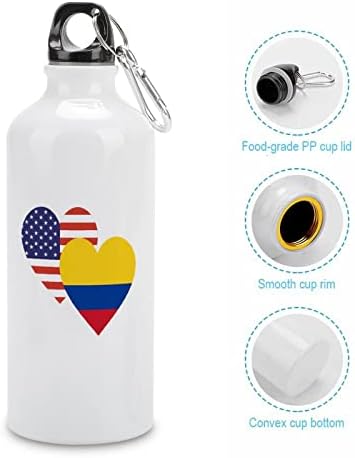 דגל לב אמריקאי קולומביה אלומיניום בקבוק מים לשימוש חוזר ספל קפה כוסות עם מכסה לחדר כושר למשרד הביתי 600 מל