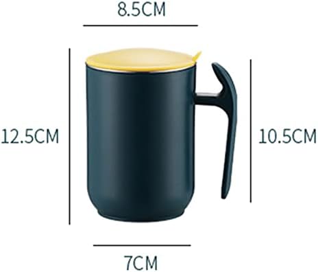 כוס ספל קפה מפלדת אל חלד עם ידית ומכסה, 550 מל קיר כפול ואקום מבודד כוס קפה נסיעות למשרד בית קפה ביתי