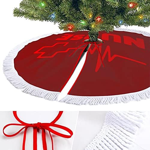 אחות פעימות לבב אדום עץ חג המולד מחצלת חצאית עץ עץ עץ עם גדילים לקישוט חג המולד של מסיבת חג 48 x48