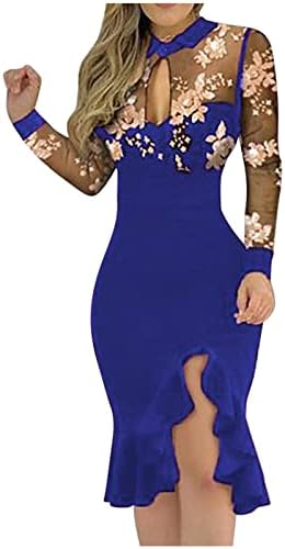 נשים של אלגנטי בגד גוף שמלת אופנה פאייטים צווארון ארוך שרוול קוקטייל שמלות מועדון המפלגה מיני עיפרון שמלות