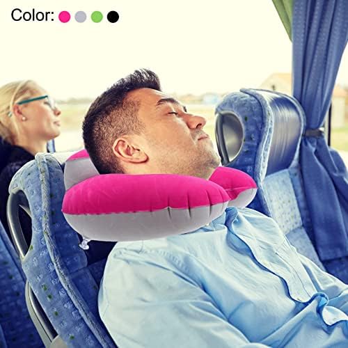 כרית צוואר נסיעות פטיקיל, כרית בצורת U צוואר נייד תמיכה בכרית טיסת צוואר נסיעה עם כיס אחסון למשרד רכבת מטוס, ירוק