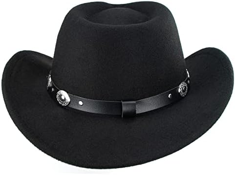 נשים וגברים הרגישו כובע קאובוי מערבי קלאסי קלאסי מתגלגל אבזם חגורה בוקרה פדורה