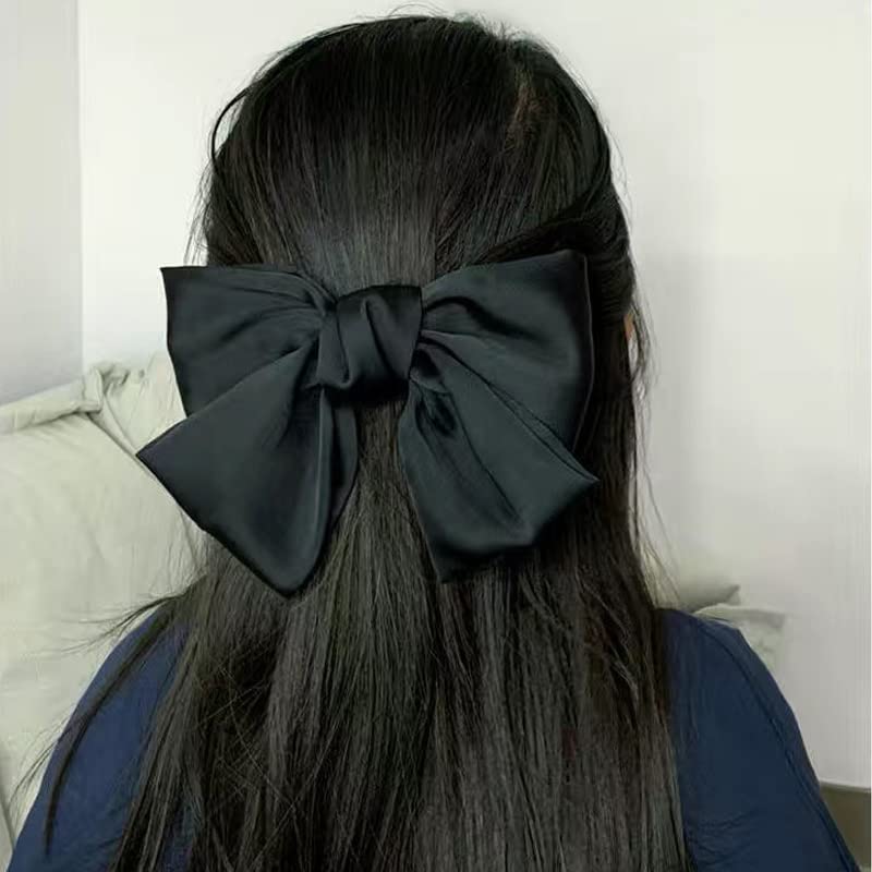 שחור שיער קשתות לנשים קשת צרפתית סיכת מתכת אליגטור שיער קליפים החלקה סאטן קשתות לנשים בנות שיער אביזרי סיכות