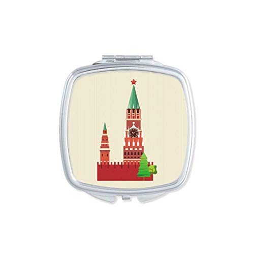 רוסיה איור לאומי סמל ציון דרך מראה נייד קומפקטי כיס איפור כפול צדדי זכוכית