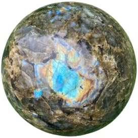 כדור טבעי גדול לברדוריט רוק קוורץ כדור קריסטל כדור סופר נוצץ כחול וזהב זהב גדול תצוגה יפה מזבח רייקי ענק לברדוריט מאת