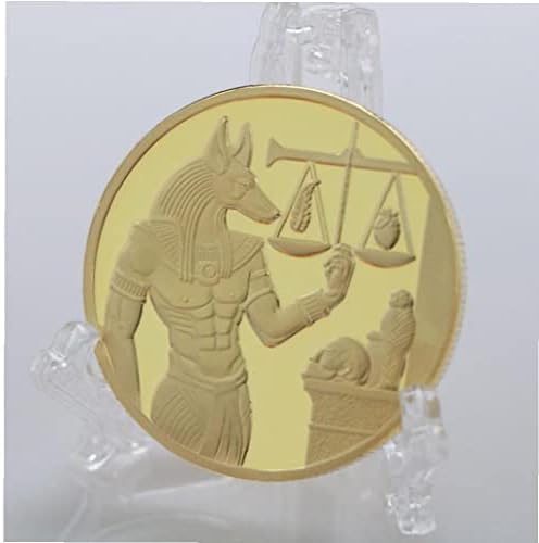 Zonster 1PC מצופה זהב מצופה מצרים מגן מוות אנוביס מטבעות מטבעות מטבעות מצרי מטבעות מצרי מתנה אוסף אוסף