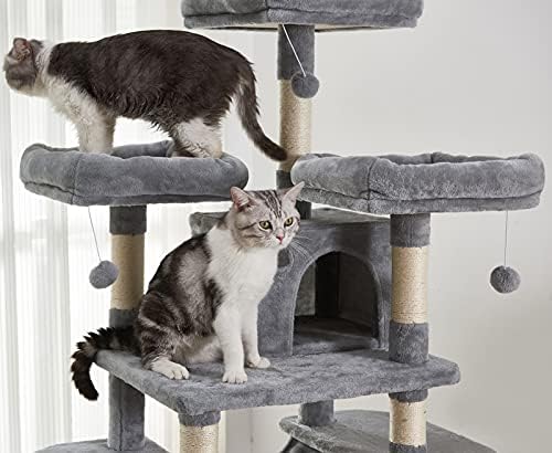 חתול עץ, 67 סנטימטרים רב-רמת חתול מגדל, חתול עץ לחתולים מקורה גדול עם סיסל-מכוסה מגרד הודעות, מרופד פלטפורמה,