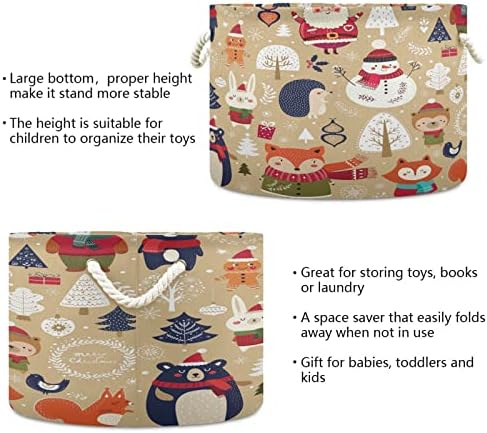 סל חבל כותנה של קיגאי חבל חג מולד בעלי חיים חמודים סל אחסון גדול לצעצועים סלסלת כביסה לתינוקות למשתלה, ארון, חדר