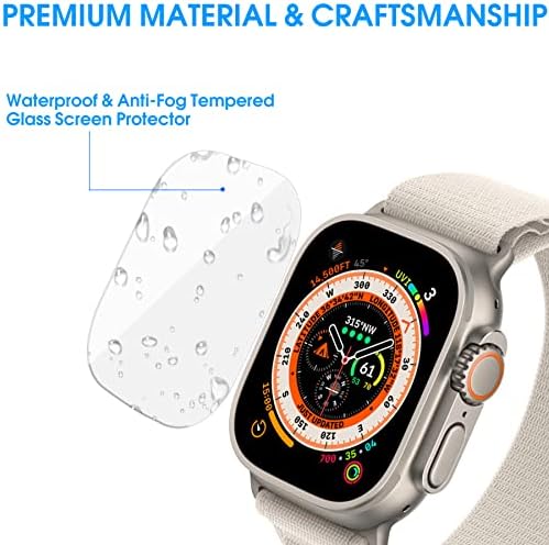 TioreCime 6 PCS מגן מסך למגן Apple Watch Ultra 49mm 2022, מגן מסך זכוכית מזג אנטי-ערמומי אטום למים התואם לאביזרי IWatch