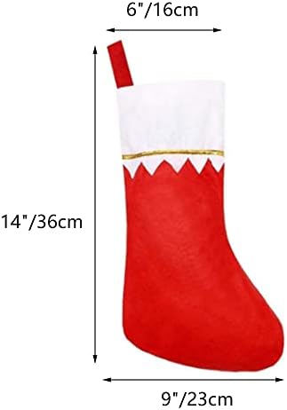 Yahpetes גרבי חג המולד 12 יח 'גרבי חג המולד תלויים קישוטים 14 גרבי מסיבה גרביים אדום מורגש גרבי חג מולד עם גימור