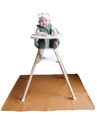 טבעוני עור גבוהה כיסא מחצלת על ידי לארק תינוק מוצרים - עמיד למים לניגוב מעיכה מחצלת עבור תחת גבוהה כיסא - תינוק גבוהה כיסא
