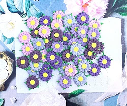 נייר תות של חמניות 1.25 x 1.25 אינץ '2 שכבות פרחי נייר פרחים עם מרכז צהוב 50 יח' הטוב ביותר לפרויקטים של מלאכה