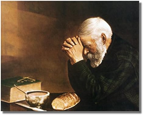 הדפסי אמנות בע מ איש לחם יומי מתפלל בשולחן ארוחת הערב גרייס הדפס אמנות דתית 16 על 20