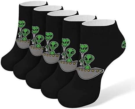 מצחיק חייזרים 5 זוגות מצחיק ריצה קרסול גרבי ספורט לא-להראות גרבי מרופד עבור גברים נשים