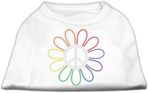 מוצרי חיות מחמד של מיראז 'ריינסטון פרח קשת חולצה שלט שלום, בינוני, לבן