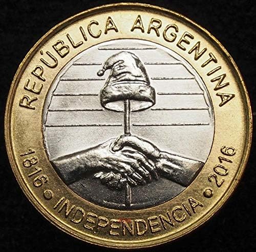 מטבע לחיצת יד ארגנטינה 2 פזו עצמאות 200 שנה מטבע בימטל מטבע מטבע