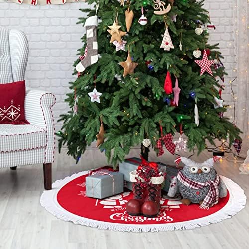 חצאית עץ חג המולד עם ציצית, מאחלת לכם מחצלת עץ חג המולד של חג המולד שמח, מחצלת בסיס עץ שלג, חצאית עץ חג המולד אדומה